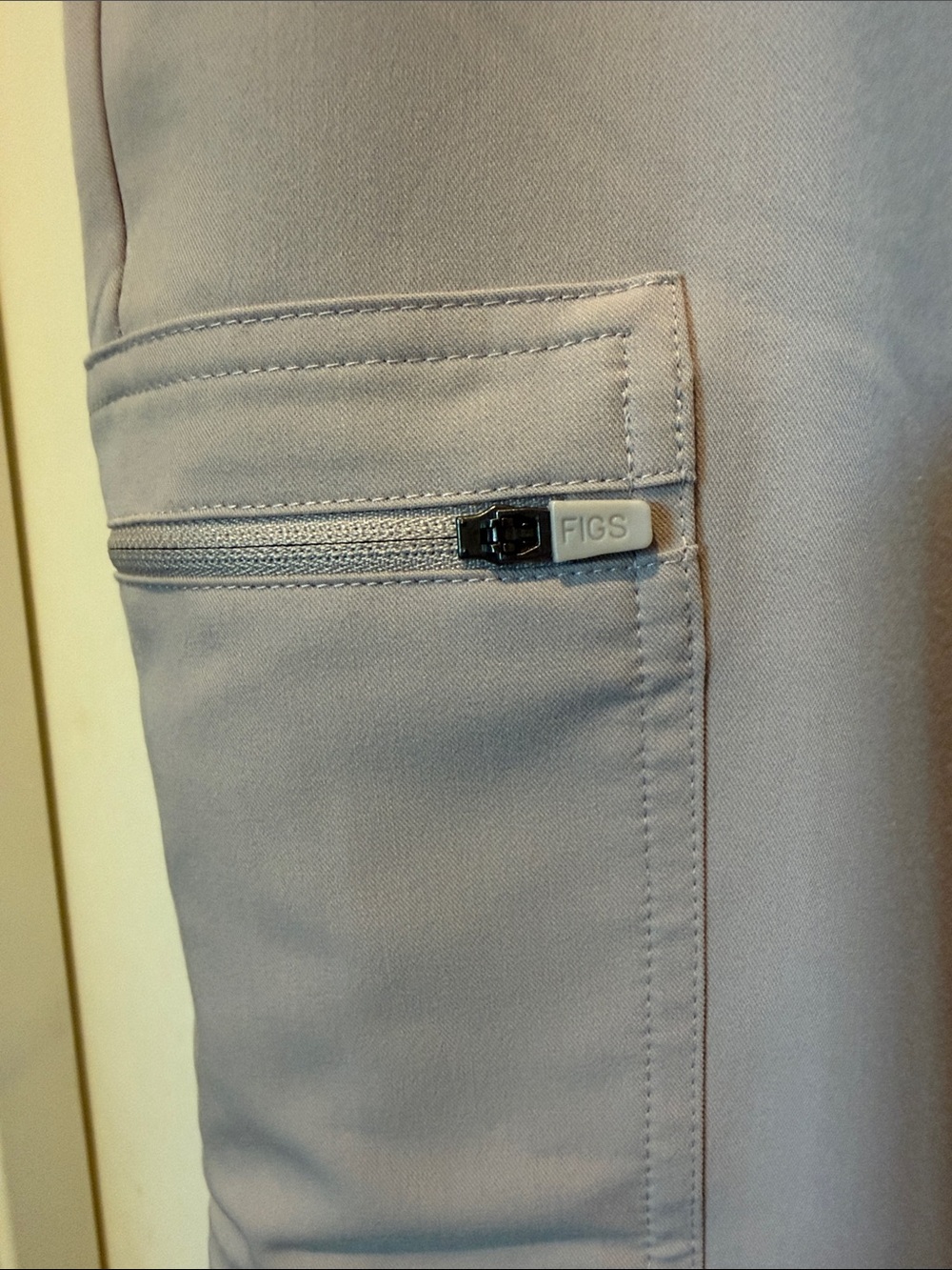 FIG’s Technical Collection Taupe Jogger Pants with Neon Yellow Drawcord - Picture 4 of 7
